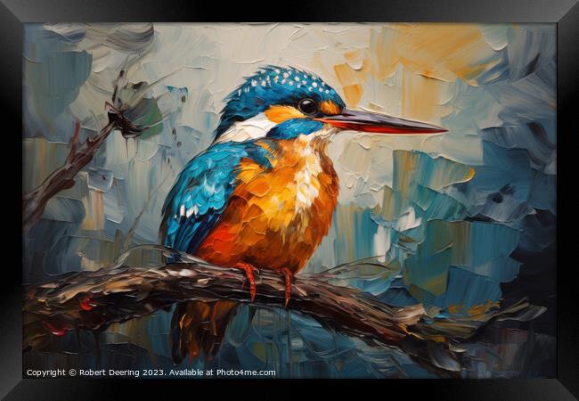 Serene Kingfisher Perch Framed Print by Robert Deering