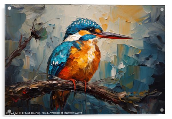Serene Kingfisher Perch Acrylic by Robert Deering