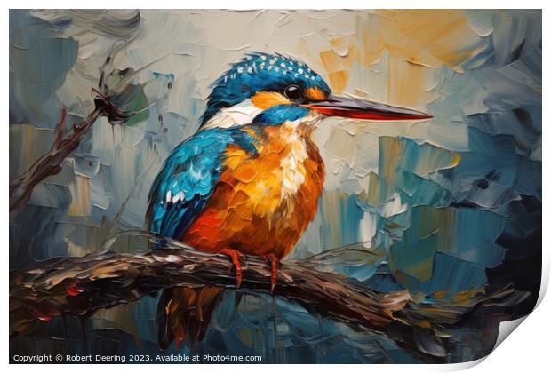 Serene Kingfisher Perch Print by Robert Deering