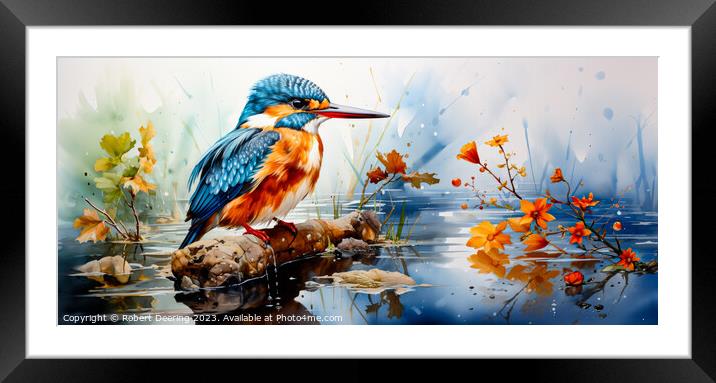Vibrant Kingfisher Beauty Framed Mounted Print by Robert Deering