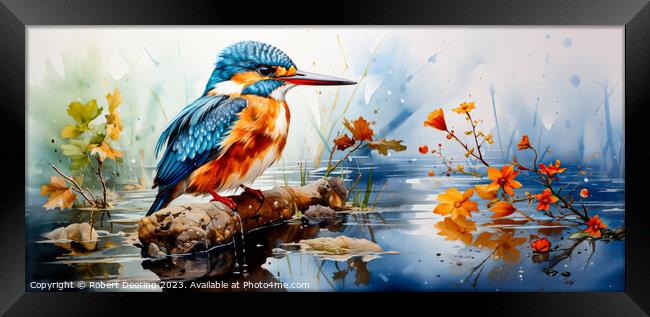 Vibrant Kingfisher Beauty Framed Print by Robert Deering