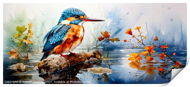 Vibrant Kingfisher Beauty Print by Robert Deering
