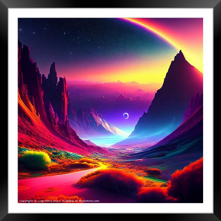 Captivating Colors of a Vibrant Sunset over a vall Framed Mounted Print by Luigi Petro