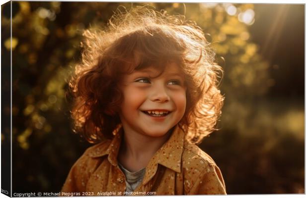 A portrait of happy smiling boy on a sunny day created with gene Canvas Print by Michael Piepgras