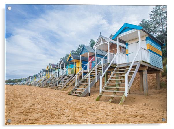 Wells Beach Huts Acrylic by Bryn Ditheridge