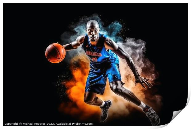 A professional basketball player in an action shot created with  Print by Michael Piepgras
