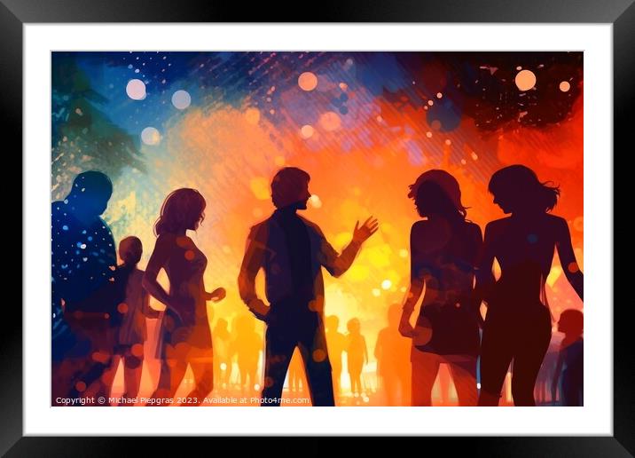 Nightlife in a disco concept created with generative AI technolo Framed Mounted Print by Michael Piepgras