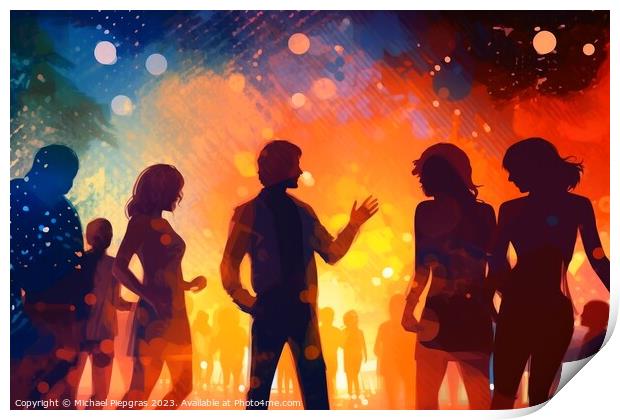 Nightlife in a disco concept created with generative AI technolo Print by Michael Piepgras