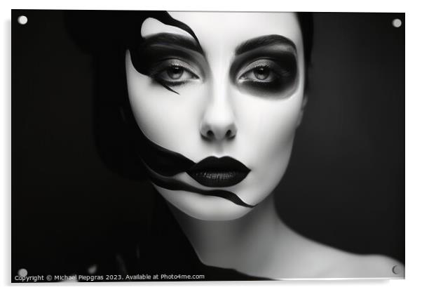 Surreal portrait in black and white created with generative AI t Acrylic by Michael Piepgras