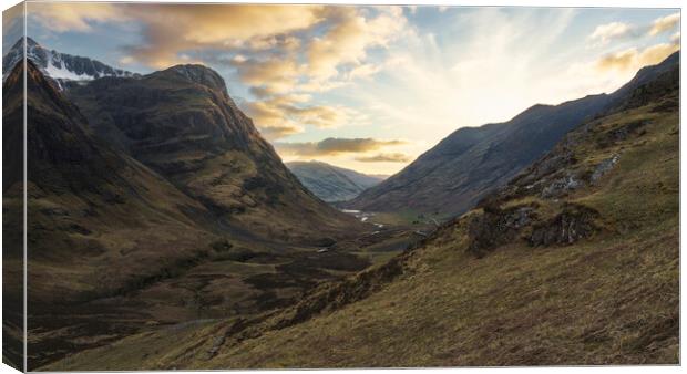 Sunset over the pass of Glencoe  Canvas Print by Anthony McGeever