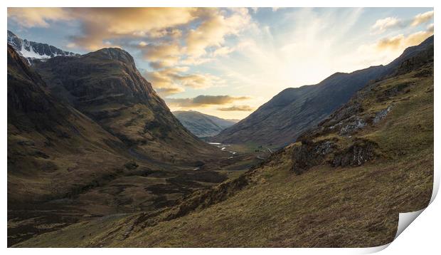 Sunset over the pass of Glencoe  Print by Anthony McGeever