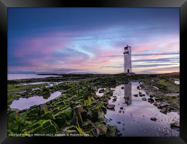 Southerness Lighthouse Framed Print by Reg K Atkinson