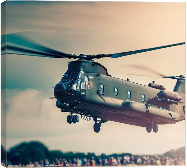 A army helicopter landing  Canvas Print by Paddy 