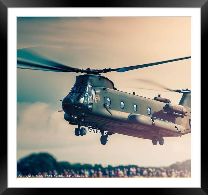 A army helicopter landing  Framed Mounted Print by Paddy 