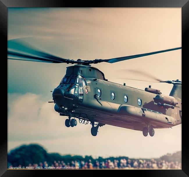 A army helicopter landing  Framed Print by Paddy 
