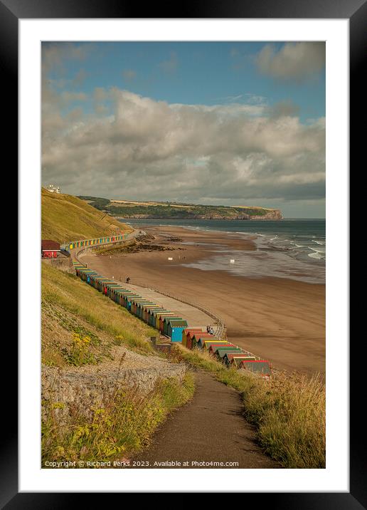 Whitby Beach Huts Framed Mounted Print by Richard Perks