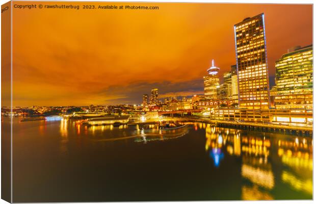 Golden Horizon Vancouver's Sunset Skyline in Motion Canvas Print by rawshutterbug 