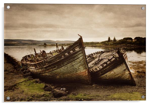 Boat Ruins at Salen on Mull Acrylic by Lesley Carruthers