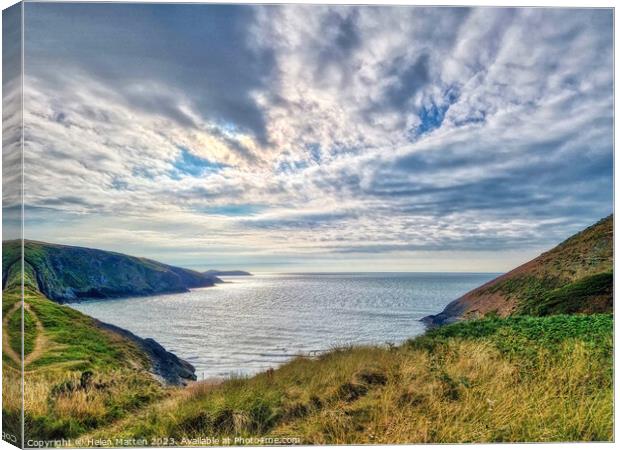 Looking across Mwnt Bay Canvas Print by Helkoryo Photography