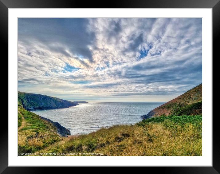 Looking across Mwnt Bay Framed Mounted Print by Helkoryo Photography