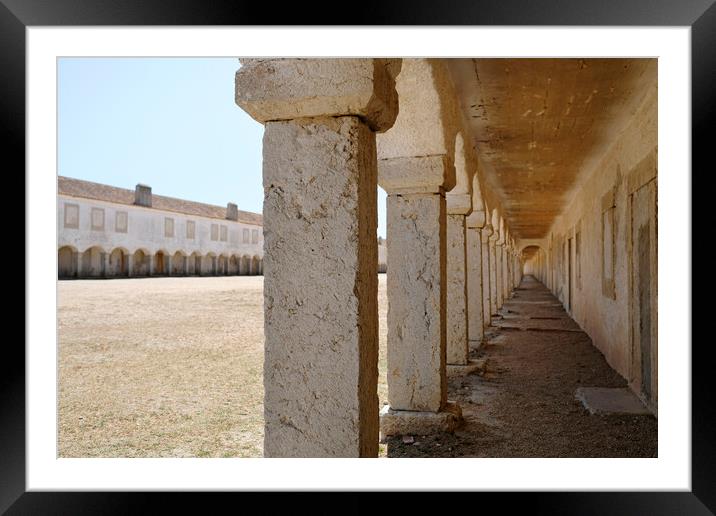 Long hallway with columns at Nossa Senhora do Cabo Espichelo Framed Mounted Print by Lensw0rld 