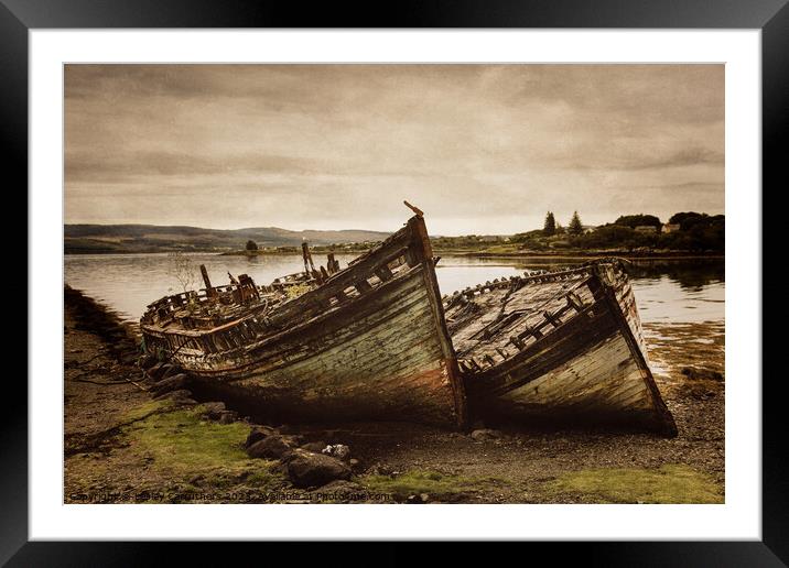 Wrecked Ships at Salen, Mull Framed Mounted Print by Lesley Carruthers