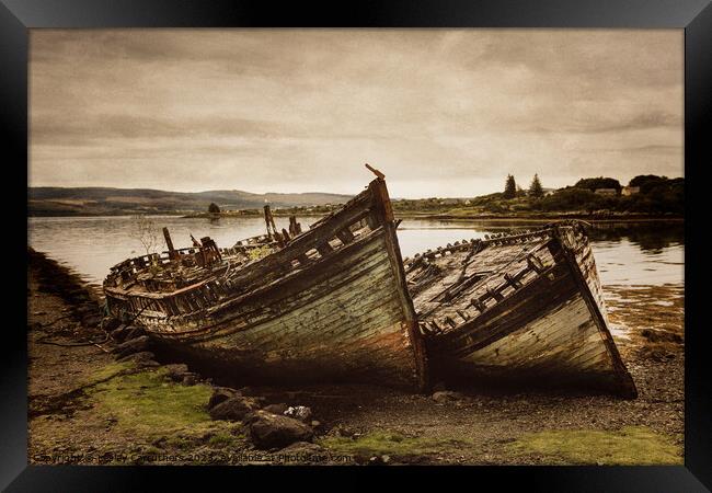Wrecked Ships at Salen, Mull Framed Print by Lesley Carruthers