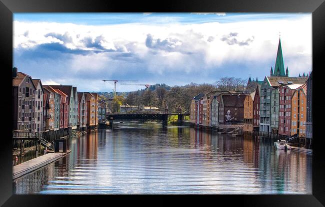 Captivating Trondheim: A Nordic Delight Framed Print by kathy white