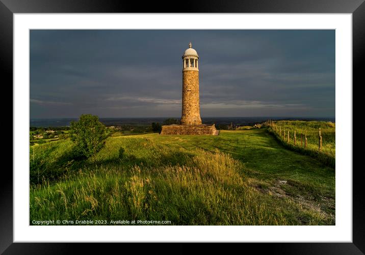 Crich Stand at sunset Framed Mounted Print by Chris Drabble