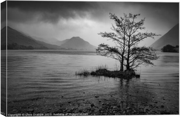 Crummock Water in monochrome Canvas Print by Chris Drabble
