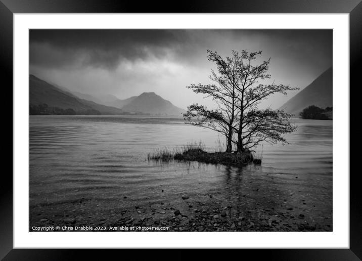 Crummock Water in monochrome Framed Mounted Print by Chris Drabble