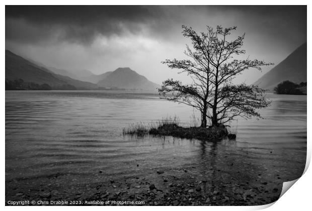 Crummock Water in monochrome Print by Chris Drabble
