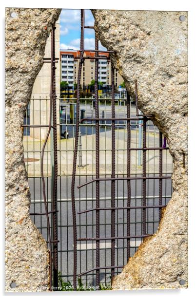 Hole Rebar Street Remains Wall Park Berlin Germany Acrylic by William Perry