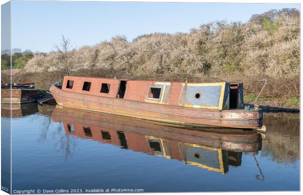Rusty Canal Barge Narrow boat Awaiting Restoration on the Grand Union Canal, Rickmansworth, Hertfordshire, England. Canvas Print by Dave Collins