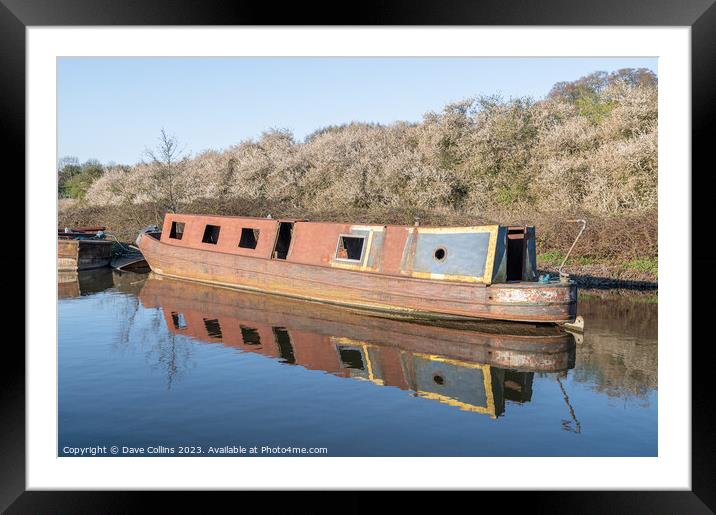 Rusty Canal Barge Narrow boat Awaiting Restoration on the Grand Union Canal, Rickmansworth, Hertfordshire, England. Framed Mounted Print by Dave Collins