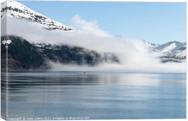 Fog on the mountains and sea in Passage Canal, Whi Canvas Print by Dave Collins