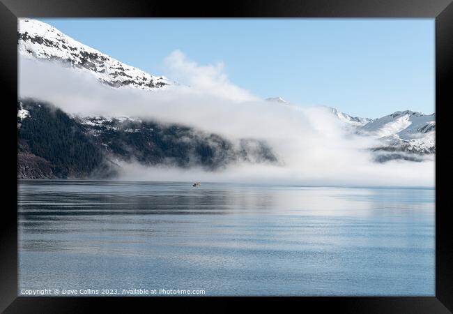 Fog on the mountains and sea in Passage Canal, Whi Framed Print by Dave Collins