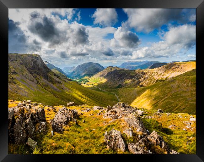 Cumbrian Mountains, from Windy Gap, Great Gable Framed Print by Maggie McCall
