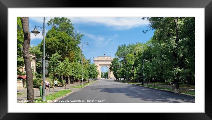 Triumph arch in Bucharest  Framed Mounted Print by M. J. Photography