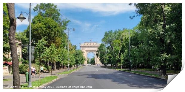 Triumph arch in Bucharest  Print by M. J. Photography