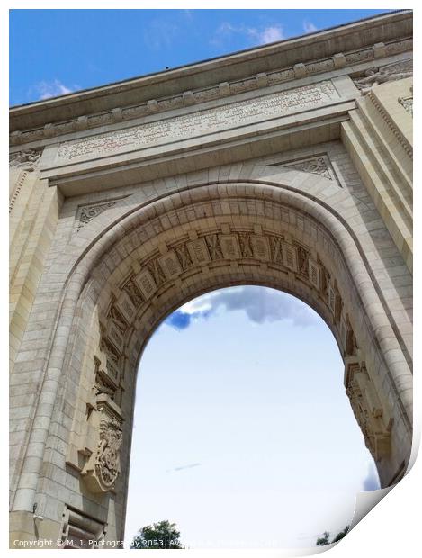 Triumph arch in Bucharest Print by M. J. Photography