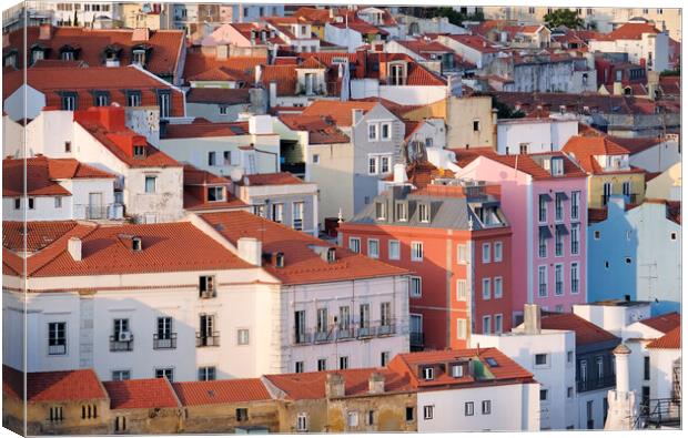 Buildings and roof tops in Lisbon  Canvas Print by Lensw0rld 
