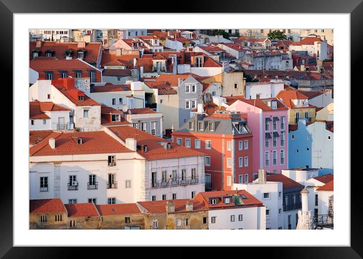 Buildings and roof tops in Lisbon  Framed Mounted Print by Lensw0rld 