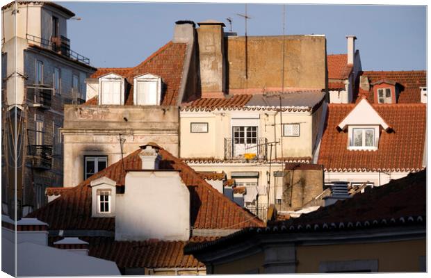 Buildings and roof tops in Lisbon Canvas Print by Lensw0rld 