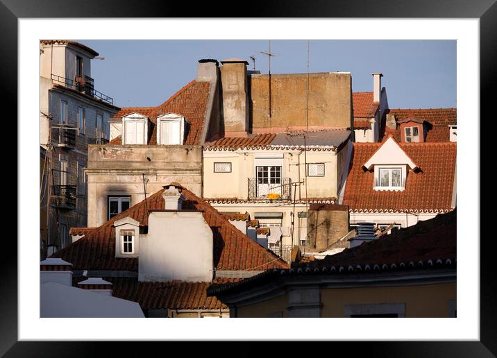 Buildings and roof tops in Lisbon Framed Mounted Print by Lensw0rld 