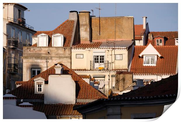 Buildings and roof tops in Lisbon Print by Lensw0rld 