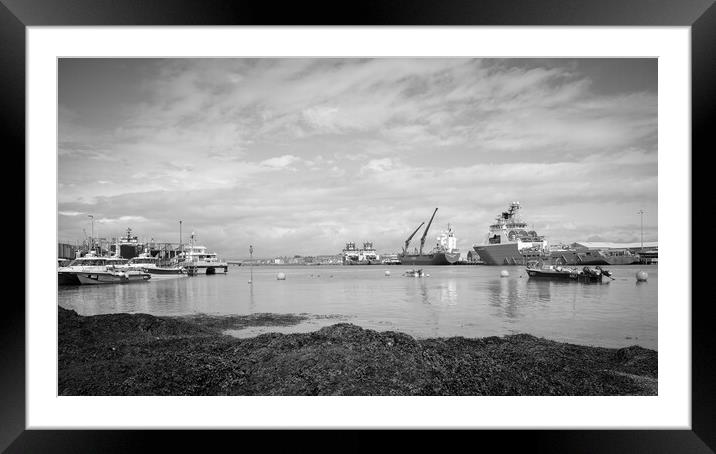 Montrose Harbour Panorama Monochrome Framed Mounted Print by DAVID FRANCIS