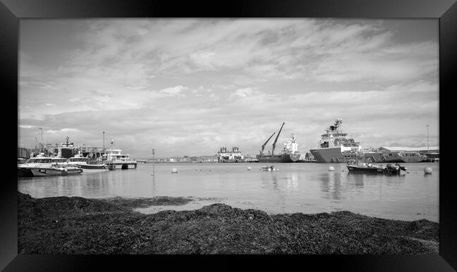 Montrose Harbour Panorama Monochrome Framed Print by DAVID FRANCIS