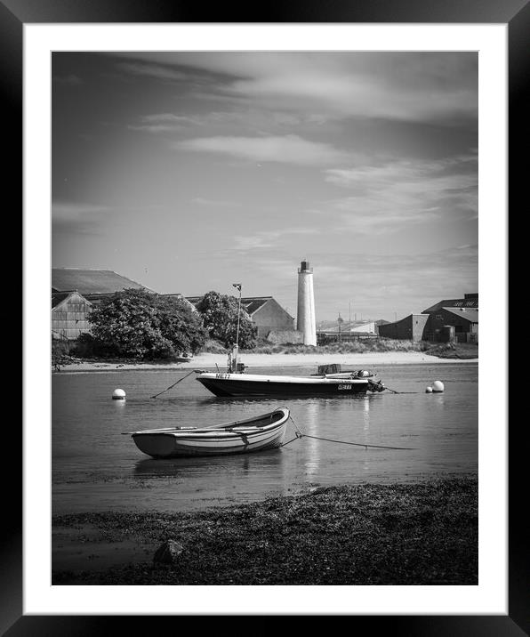 Beacon in Montrose Harbour Scotland Framed Mounted Print by DAVID FRANCIS