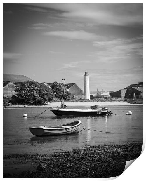 Beacon in Montrose Harbour Scotland Print by DAVID FRANCIS